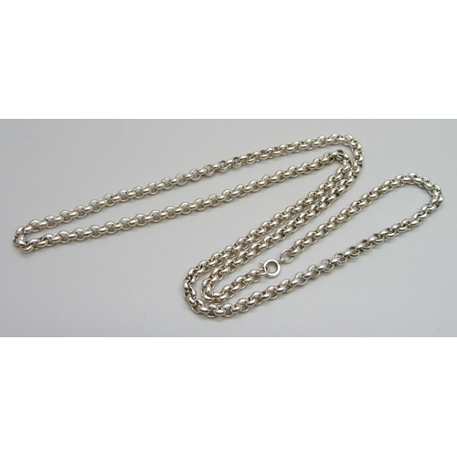 7142 - A silver belcher chain necklace, 60cm, 29g