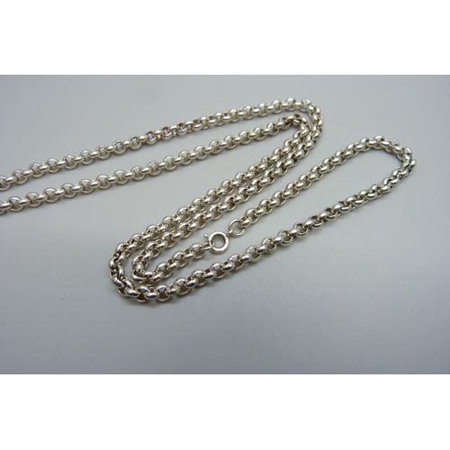 7142 - A silver belcher chain necklace, 60cm, 29g