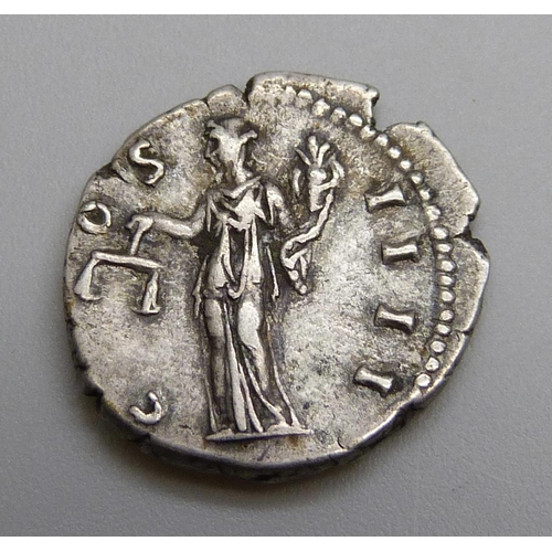 7242 - Coins; an Antoninus Pius (138-161AD) struck Rome 148-149 silver Denarius, Antononvs Avg Pivs PPTRPXI... 