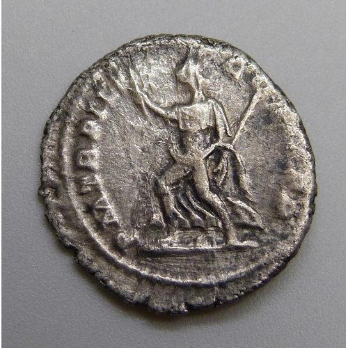 7243 - Coins; Elagabalus silver Denarius (219 AD Rome) Impantoninvs Avg Draped Bust, Reverse; PMTRPIICOSIIP... 