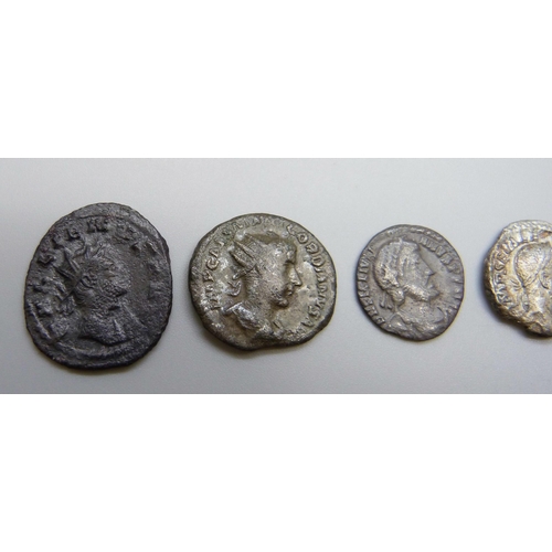 7248 - Coins; a collection of Roman silver/bullion coins, Gordian III (238-244), Gallienus (260-268), Julia... 