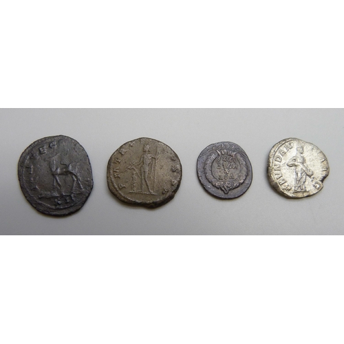 7248 - Coins; a collection of Roman silver/bullion coins, Gordian III (238-244), Gallienus (260-268), Julia... 