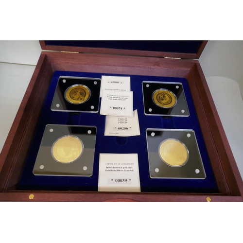 7255 - Four British Historical gold coins, Double Leopard-Edward III 1344, Gold Angel-Edward IV 1465, Gold ... 