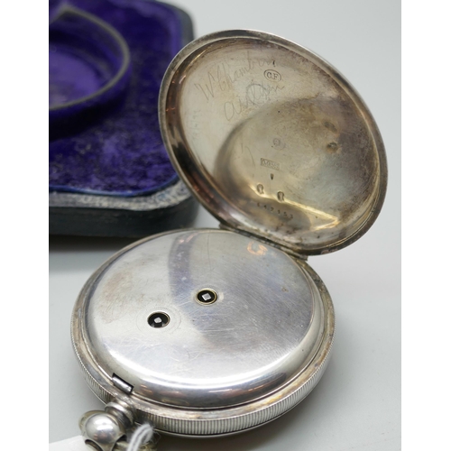 7265 - An embossed silver watch case, Birmingham 1908, and a silver pocket watch