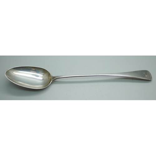 7279 - A large silver basting spoon, maker William Eaton, London 1828, 129g