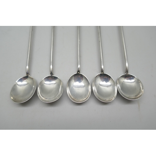 7293 - A set of five silver coffee bean spoons, 34g