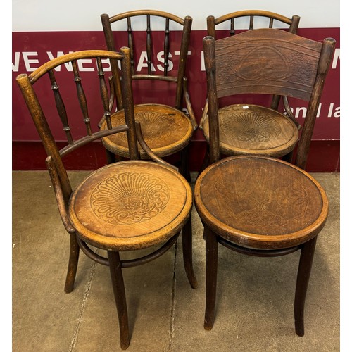 189 - Four early 20th Century beech bentwood chairs