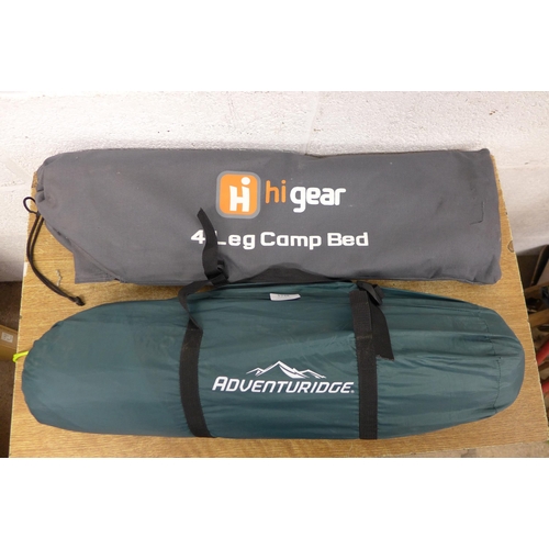 5248 - A four leg camp bed and an Adventuridge 2 man tent - both unused