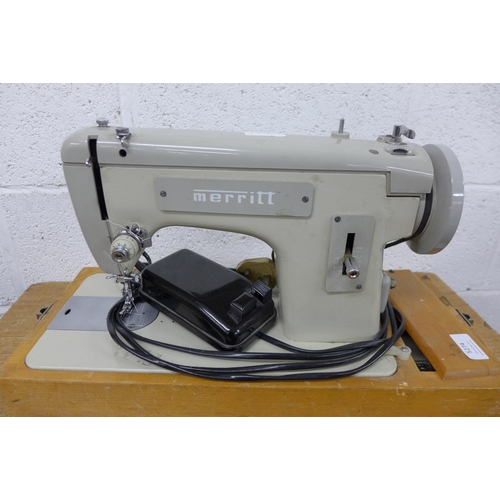 5274 - A Bernina 801 sport sewing machine with case and a Merritt sewing machine