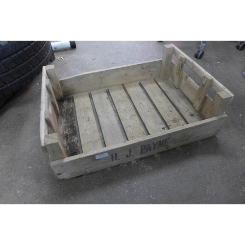 5293 - Four wooden J Payne potato tote trays