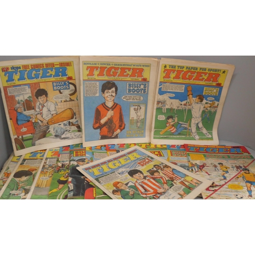 2109 - A box of The Victor, The Hornet and Tiger Comics, 1970s and 1980s