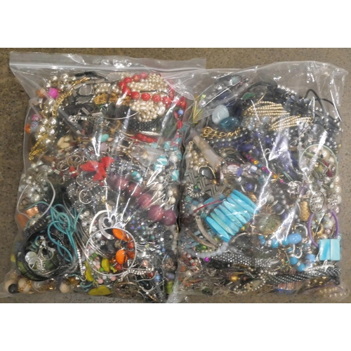 2112 - Two bags of costume jewellery