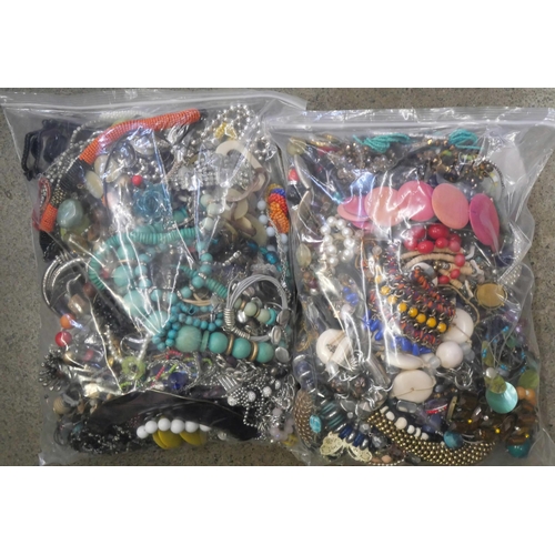 2121 - Two bags of costume jewellery
