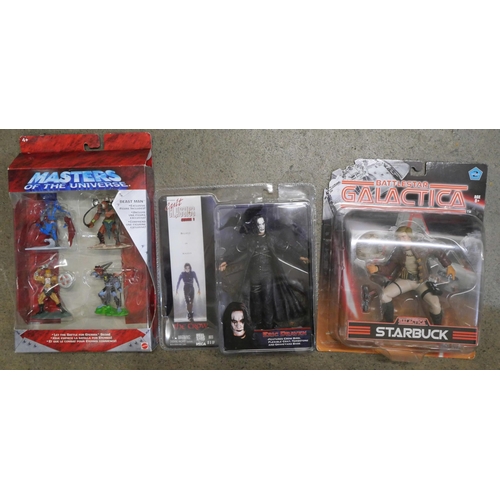2152 - Three Cult Character figurine sets (all sealed in original packs), Eric Draven (The Crow, 2005), Sta... 