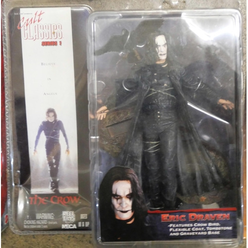 2152 - Three Cult Character figurine sets (all sealed in original packs), Eric Draven (The Crow, 2005), Sta... 