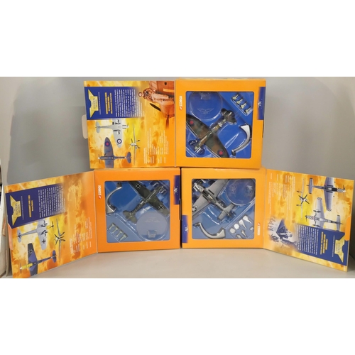 2166 - Three Corgi Aviation Flying Aces boxed sets - Mustang, Supermarine Spitfire and Messerschmitt