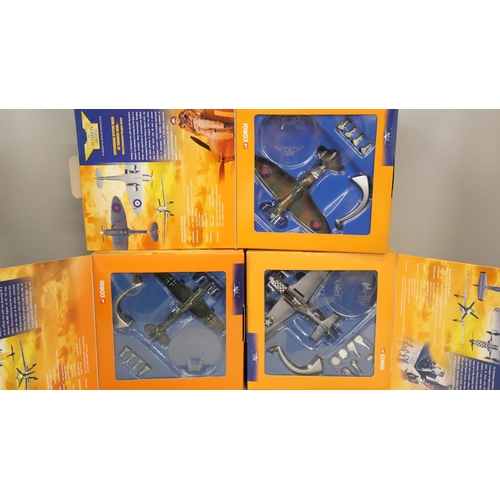 2166 - Three Corgi Aviation Flying Aces boxed sets - Mustang, Supermarine Spitfire and Messerschmitt