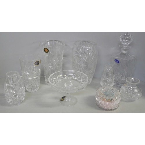 2178 - Mixed crystal including a Thomas Webb posy vase, Elizabeth crystal vase, Bohemia tulip vase, Royal D... 