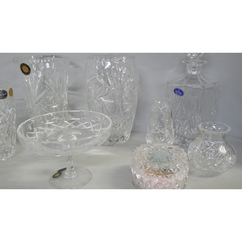 2178 - Mixed crystal including a Thomas Webb posy vase, Elizabeth crystal vase, Bohemia tulip vase, Royal D... 