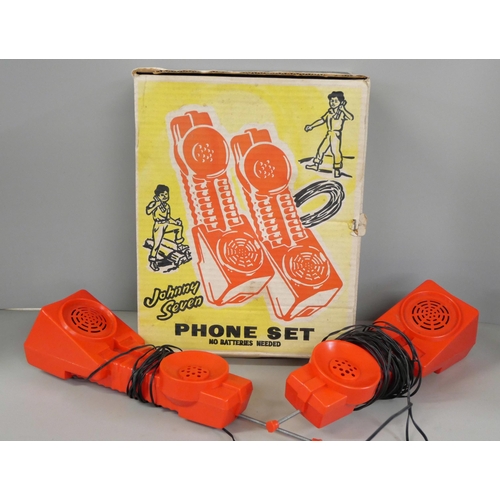 2335 - A Johnny Seven phone set, two walkie talkie phones, boxed **PLEASE NOTE THIS LOT IS NOT ELIGIBLE FOR... 