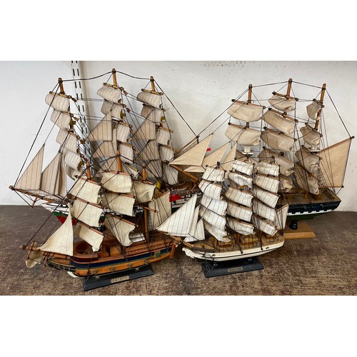 413 - Four assorted model galleons