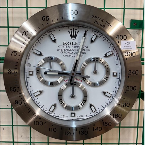 405 - A Rolex style dealers display wall clock