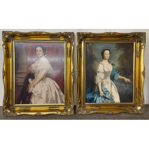 442 - A pair of 19th century style oleographs, portraits of ladies, framed