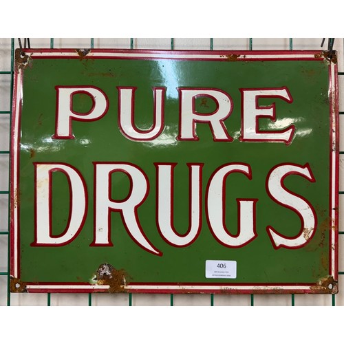 406 - A Pure Drugs enamelled metal sign