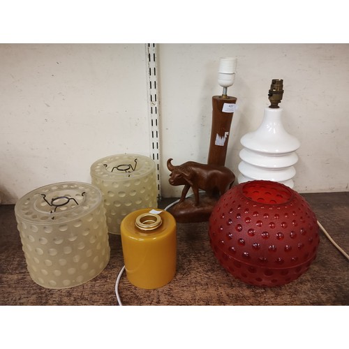 422 - Two vintage table lamps and assorted shades