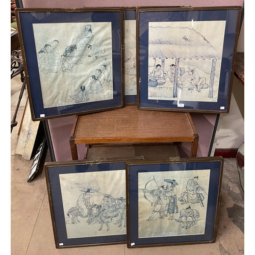 446 - A set of five Kim-Hong-Do prints, framed