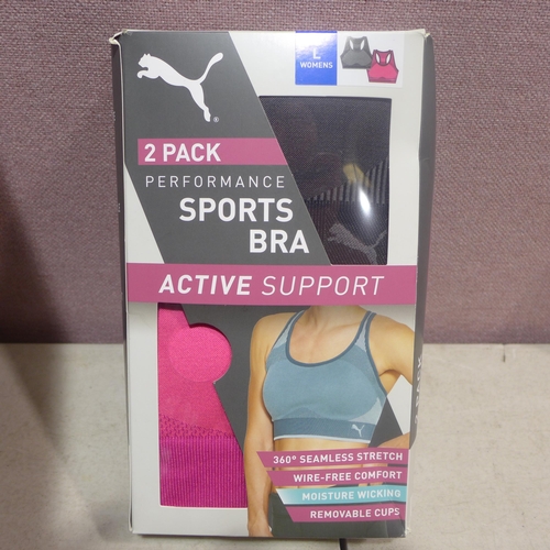 6247 - Puma Performance Sports bra's x 20 packs (2 bras in each pack), damaged boxes. Various colours and s... 