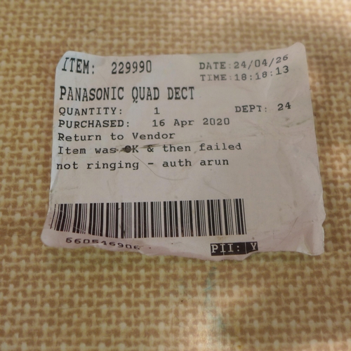 6073 - Panasonic Quad Dect phone system (One phone missing) (341-53) *This lot is subject to Vat