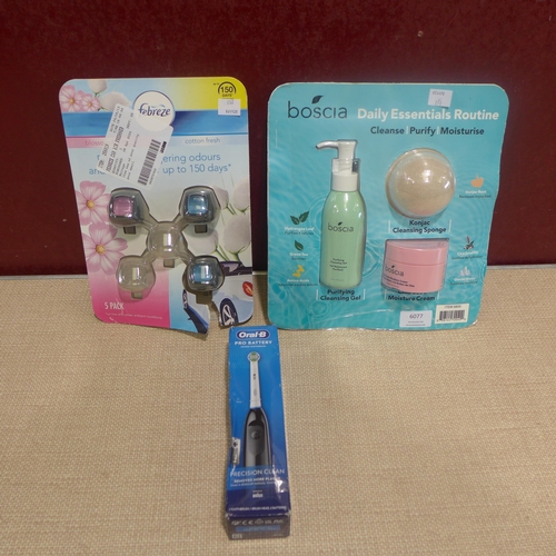 6077 - Boscia Daily Essentials Routine Set, Febreze Car Air Fresheners and an Oral-B Db5 Toothbrush  (341-2... 