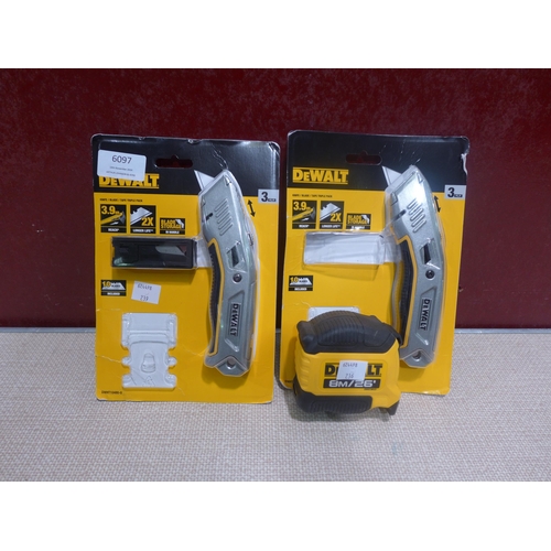 6097 - Two Dewalt Knife/Tape Packs (Incomplete)  (341-236,239) *This lot is subject to Vat