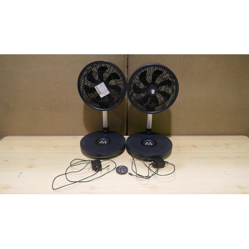 6242 - Two Nsa Folding Stand Fans with power leads (One remote only)  (341-90,275) *This lot is subject to ... 