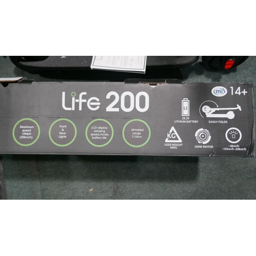 6022 - Life 200 Black electric scooter with charger and box