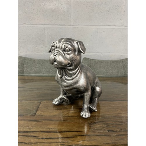 3084 - A silver decorative pug ornament