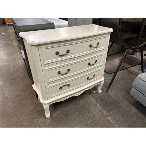 3170 - An antique white three drawer chest