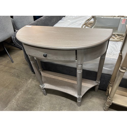 3069B - A grey demi-lune single drawer console table