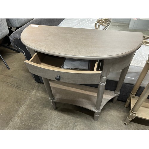 3069B - A grey demi-lune single drawer console table