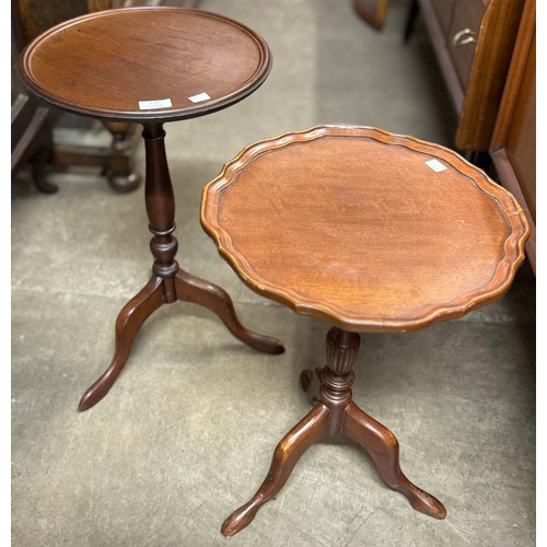 112 - Two Regency style mahogany tripod wine tables