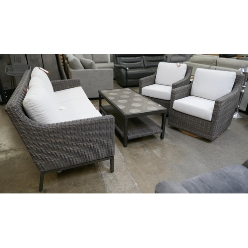 3029 - An Agio ellery 4 piece woven deep seating set, (Marked cushions) Original RRP £1666.66 + Vat (4213-1... 