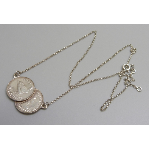 7125 - A silver farthing necklace, 7g, 49.5cm, boxed