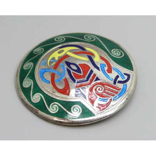 7170 - A silver Tara Ware Irish enamel brooch, 31g, 5cm