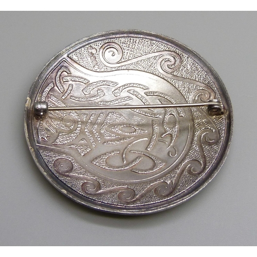 7170 - A silver Tara Ware Irish enamel brooch, 31g, 5cm