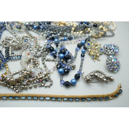 7228 - A collection of bead necklaces, paste jewellery, etc.