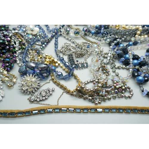 7228 - A collection of bead necklaces, paste jewellery, etc.