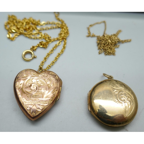 7241 - A 9ct gold mounted cameo brooch, a locket marked 9ct BK&FT, one marked '9ct gold side', costume jewe... 