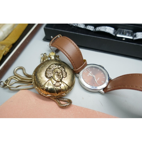 7242 - A set of seven dress watches including Oasis, H. Samuel and pocket watches