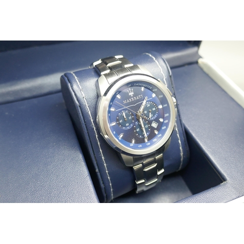 7247 - A Maserati wristwatch with blue dial, boxed